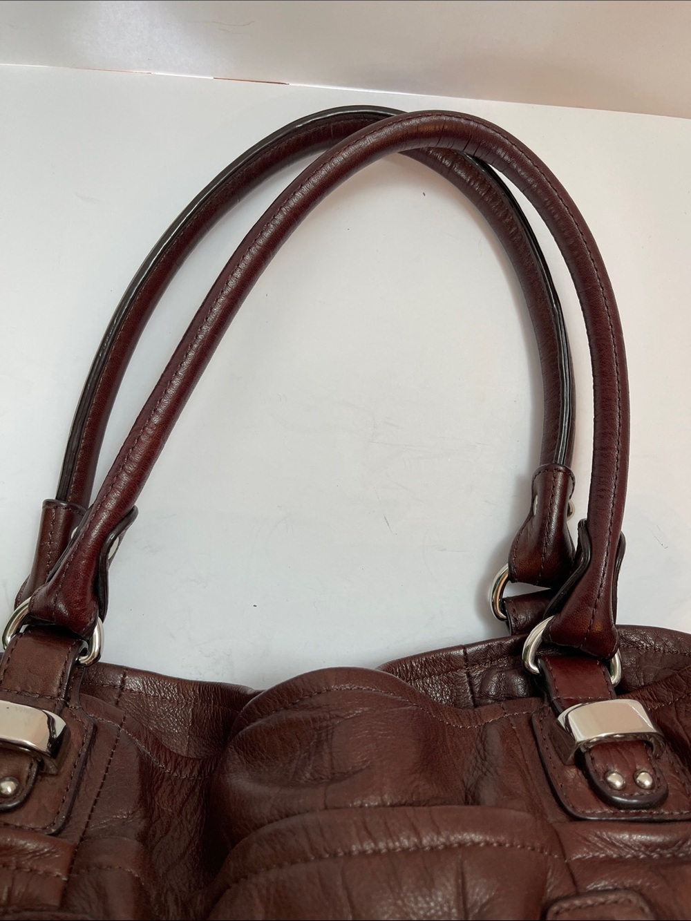 B. MAKOWSKY RICH BROWN LEATHER SHOULDER BAG WITH LEOPARD LINING - Picture 8 of 12